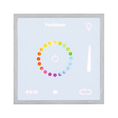 Paulmann witte LED-wandcontroller met kleurrijke touchring en helderheidsregelaar voor lichtbediening