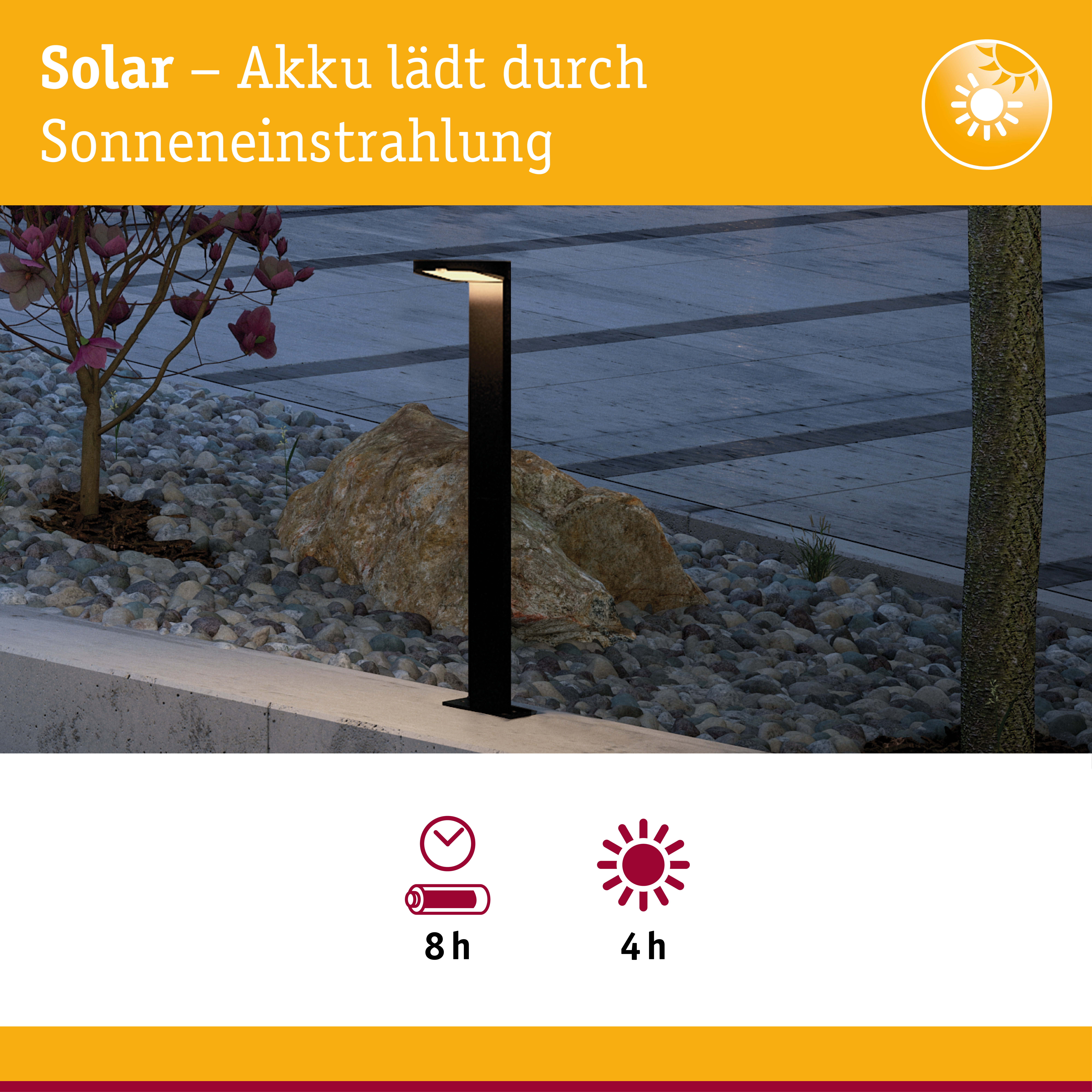 Solar LED Pollerleuchte Ryse Bewegungsmelder IP44 3000K 30lm Anthrazit