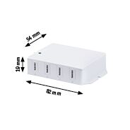 White plastic housing measuring 54x42x10 mm for electronic components, compact and functional