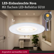 LED-Einbauleuchte Nova mit flachem LED-Reflektor GU10 in Weiß für warmweißes Licht