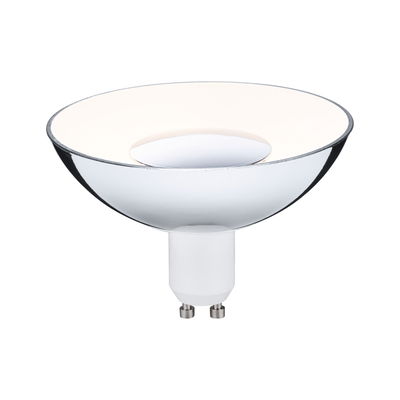 Reflective GU10 LED bulb with silver finish for energy-efficient lighting solutions