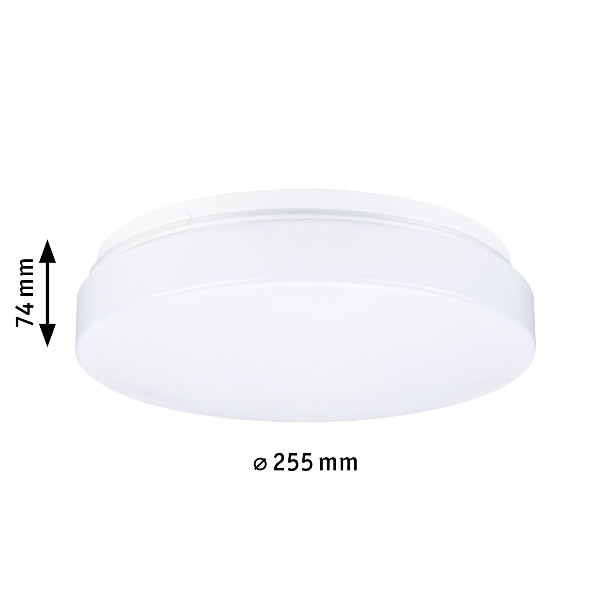 Plafonnier rond blanc en plastique de 255 mm de diamètre et 74 mm de hauteur, éclairage LED
