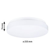 Plafonnier rond en plastique blanc de 255 mm de diamètre et 74 mm de hauteur pour intérieur
