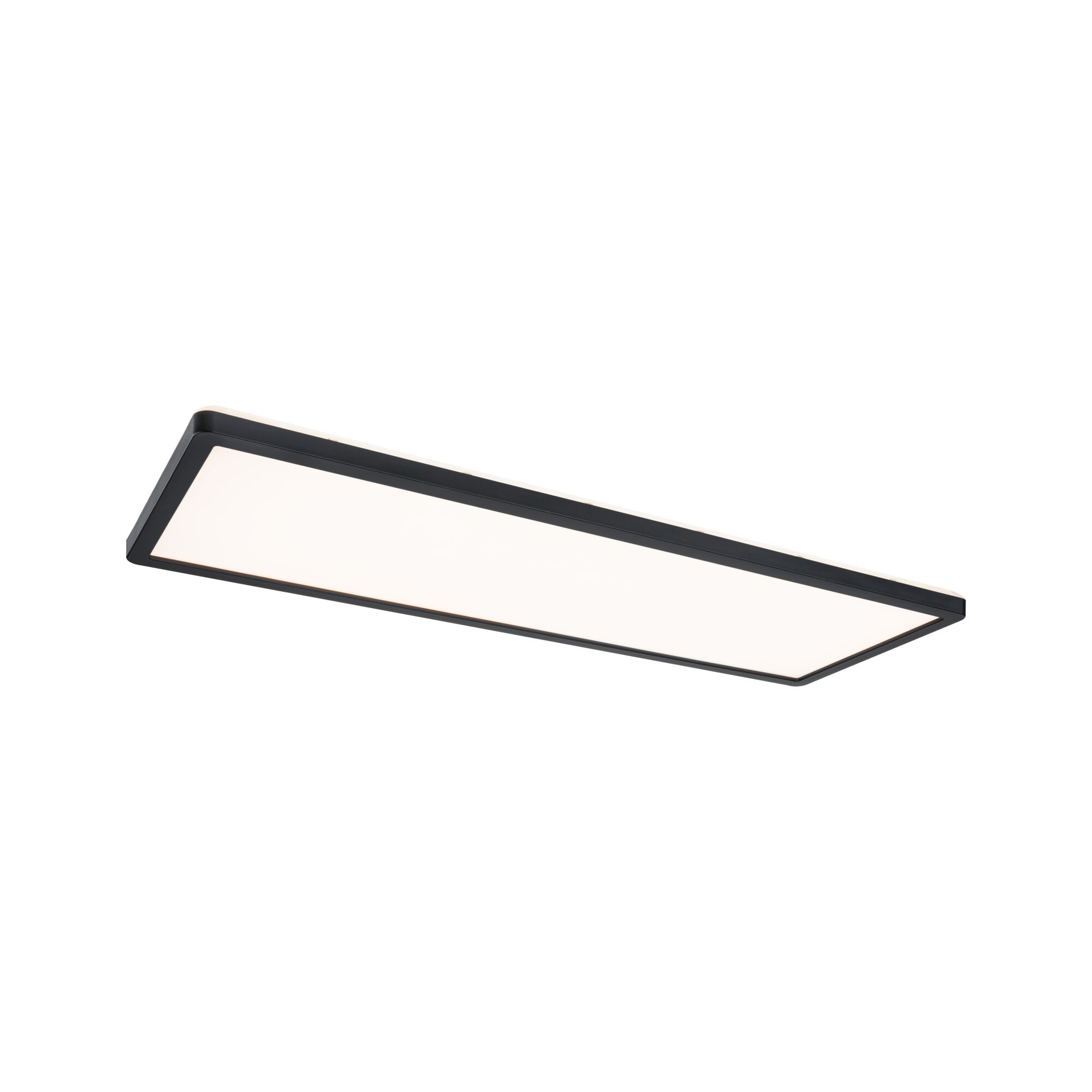 Rechteckige LED-Deckenleuchte mit schwarzem Aluminiumrahmen und warmweißem Licht für moderne Innenräume