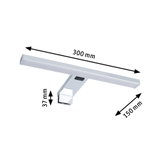 Applique miroir LED chromée de 300 mm de long et 37 mm de haut pour éclairage de salle de bain