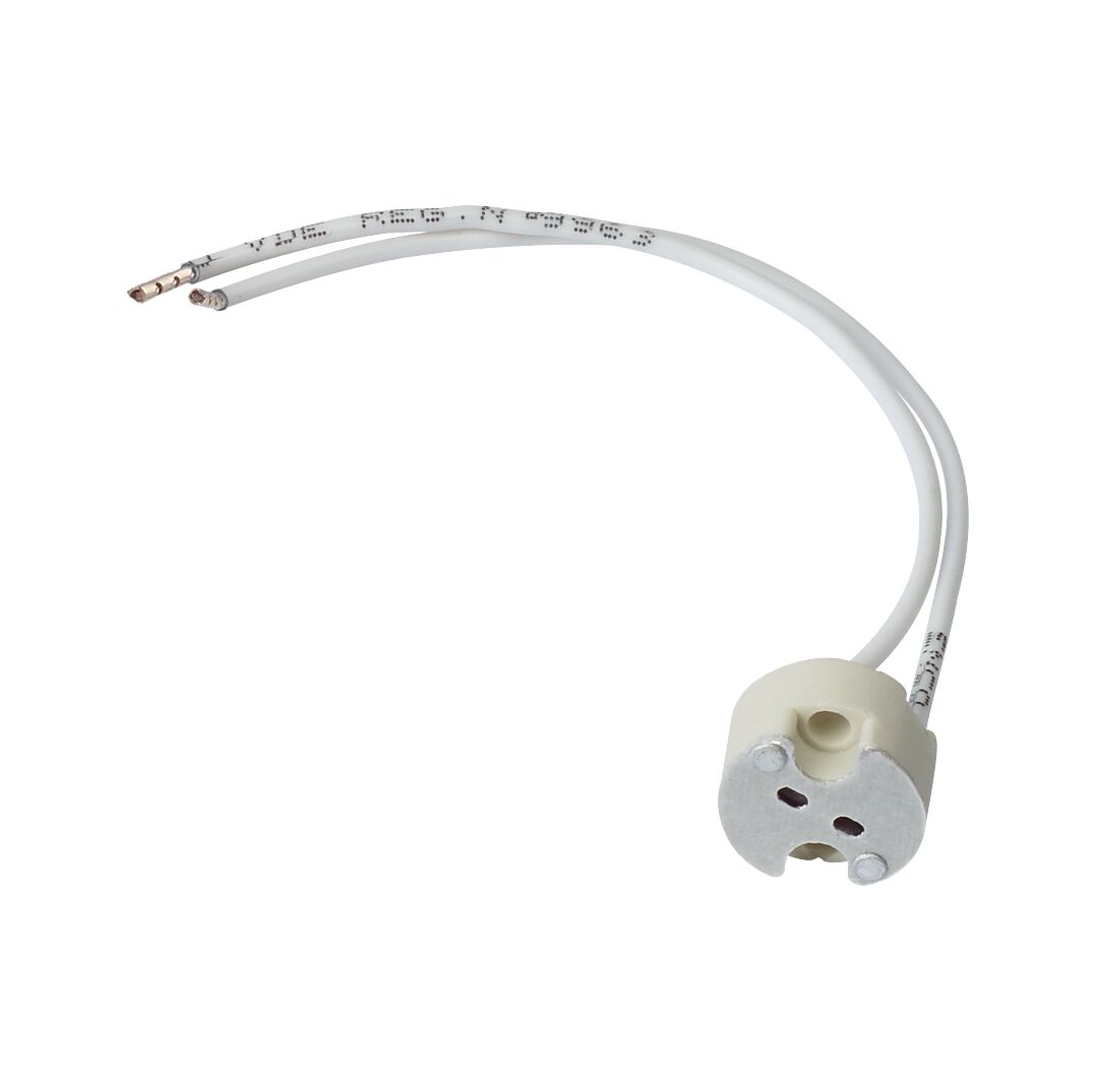 Downlight Accessories Halogen lamp socket 0,17m 12V G4 / GX5,3 / GY6,35 Ceramic natural White ceramic socket adapter with two wires for LED lamp installation and lighting technology