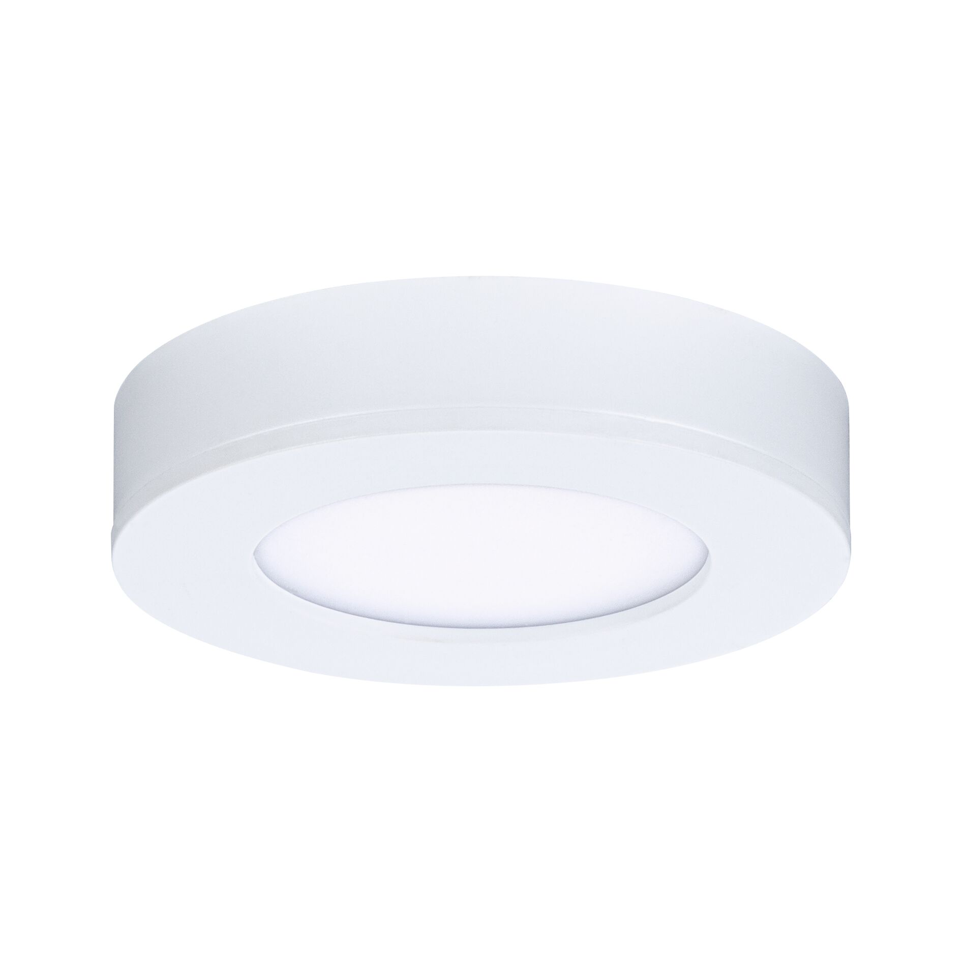 Round white plastic LED ceiling light with energy-saving illumination for living spaces