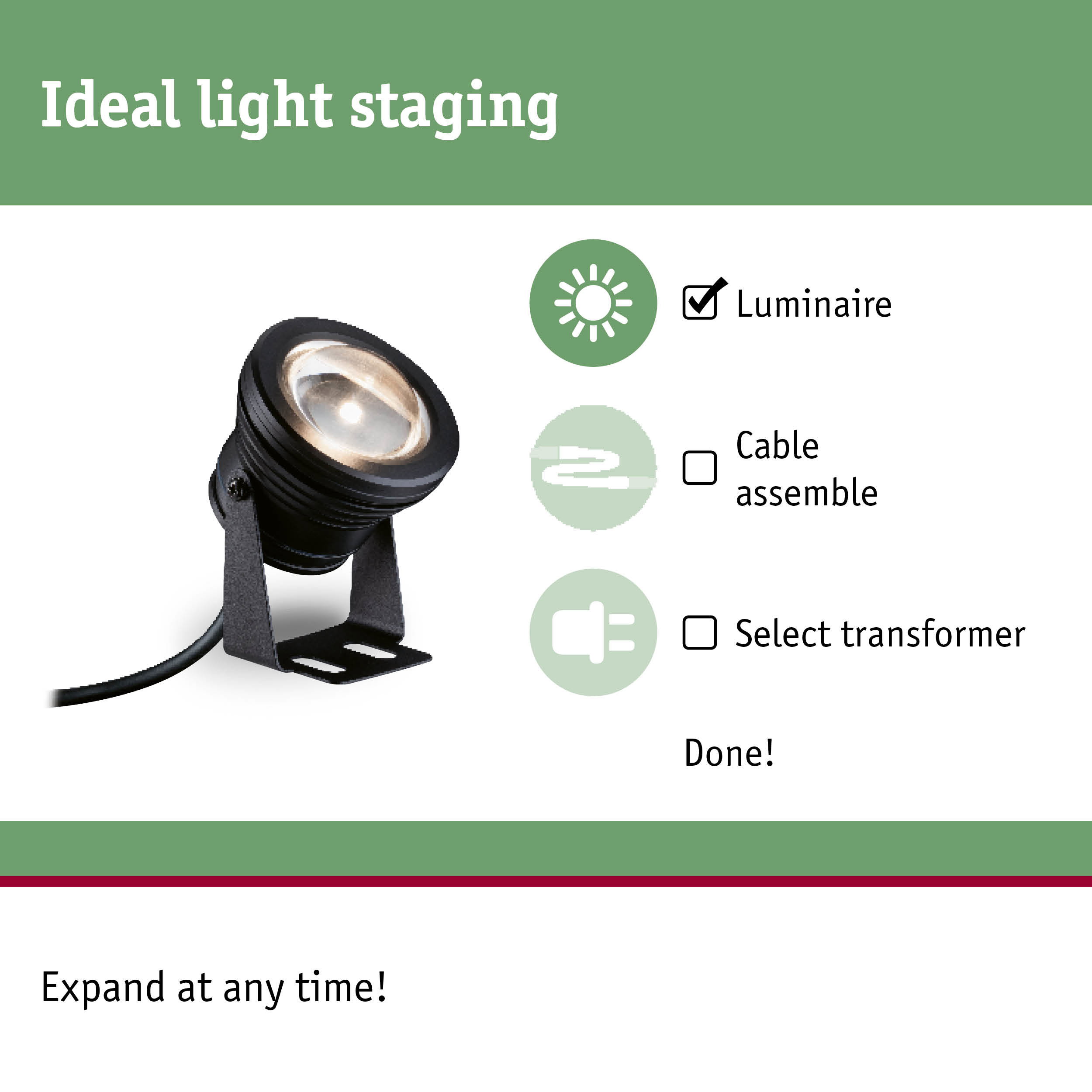 Black LED outdoor spotlight with bracket for garden lighting and light staging