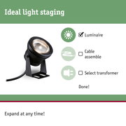 Black LED outdoor spotlight with bracket for garden lighting and light staging