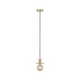 Suspension moderne en laiton avec câble noir et ampoule visible pour un éclairage élégant de la pièce