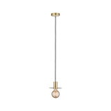 Suspension moderne en laiton avec câble noir et ampoule visible pour un éclairage élégant de la pièce