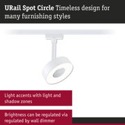 White URail Spot Circle LED spotlight with timeless design for versatile lighting styles