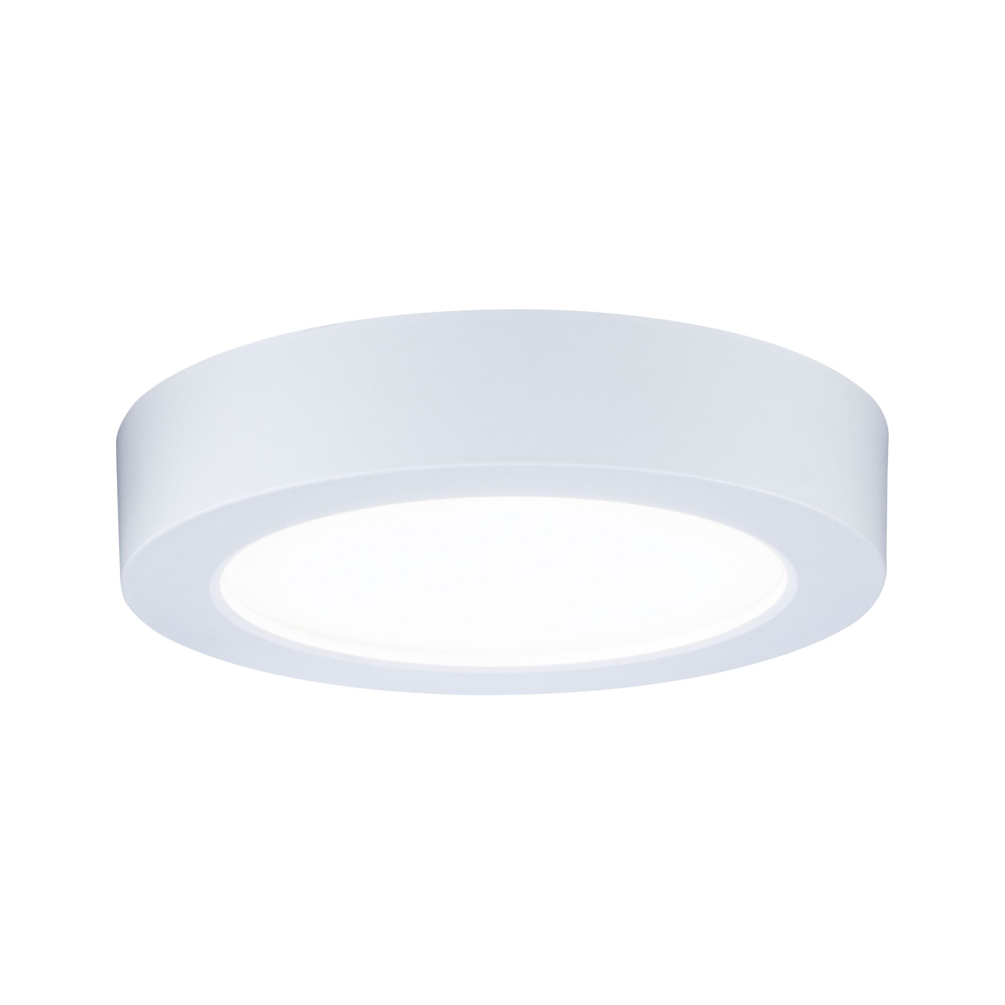 Round white LED ceiling light made of plastic with energy-saving illumination for living spaces