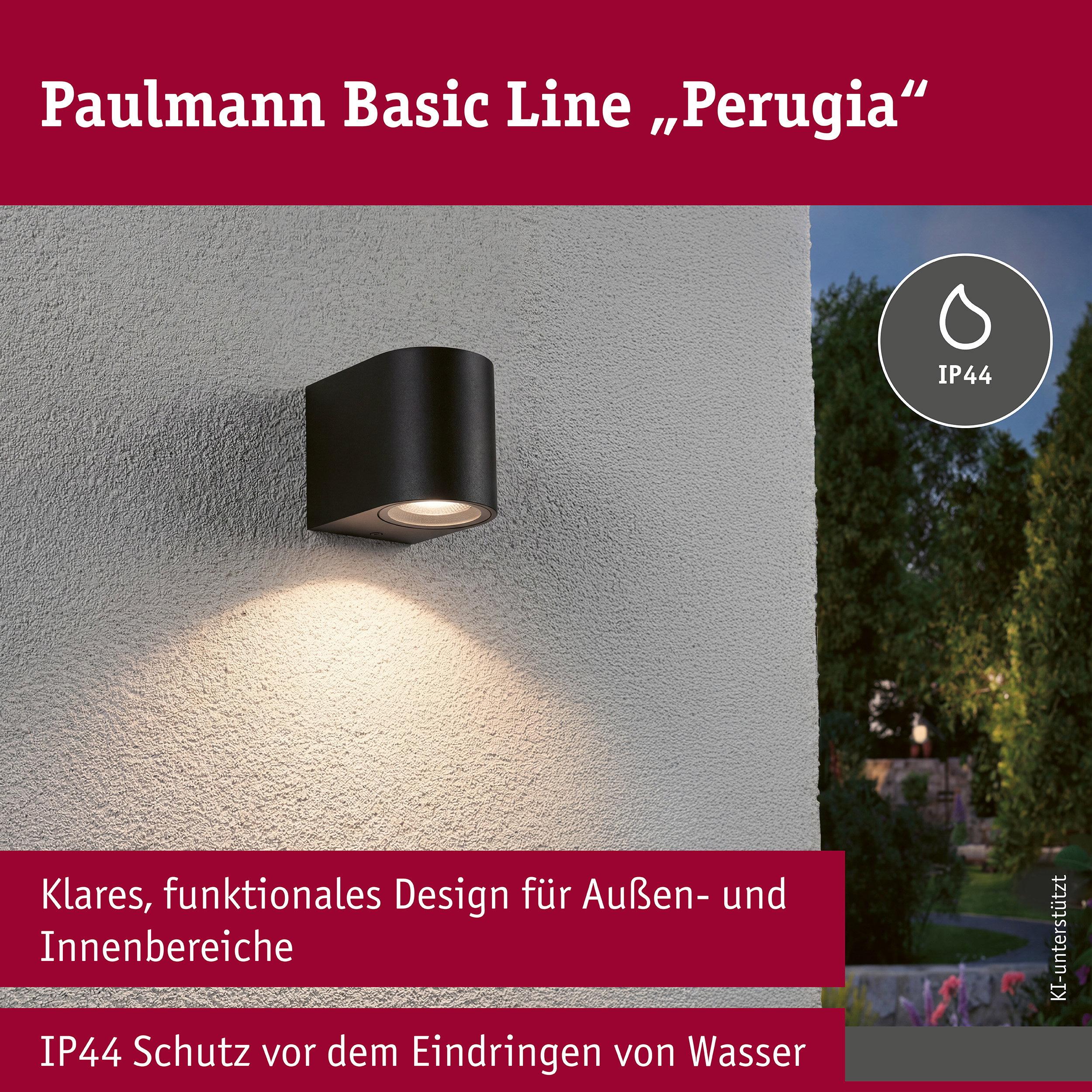 Wandleuchte Perugia IP44 GU10 230V max. 10W Schwarz matt