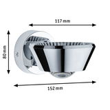 Chromen metalen wandspot van 152 mm lang en 80 mm hoog voor moderne binnenverlichting