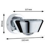 Chrome metal wall spotlight 152 mm long and 80 mm high for modern indoor lighting solutions