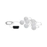 Guirlande LED blanche avec 8 lanternes rondes et boîtier à piles noir pour éclairage décoratif