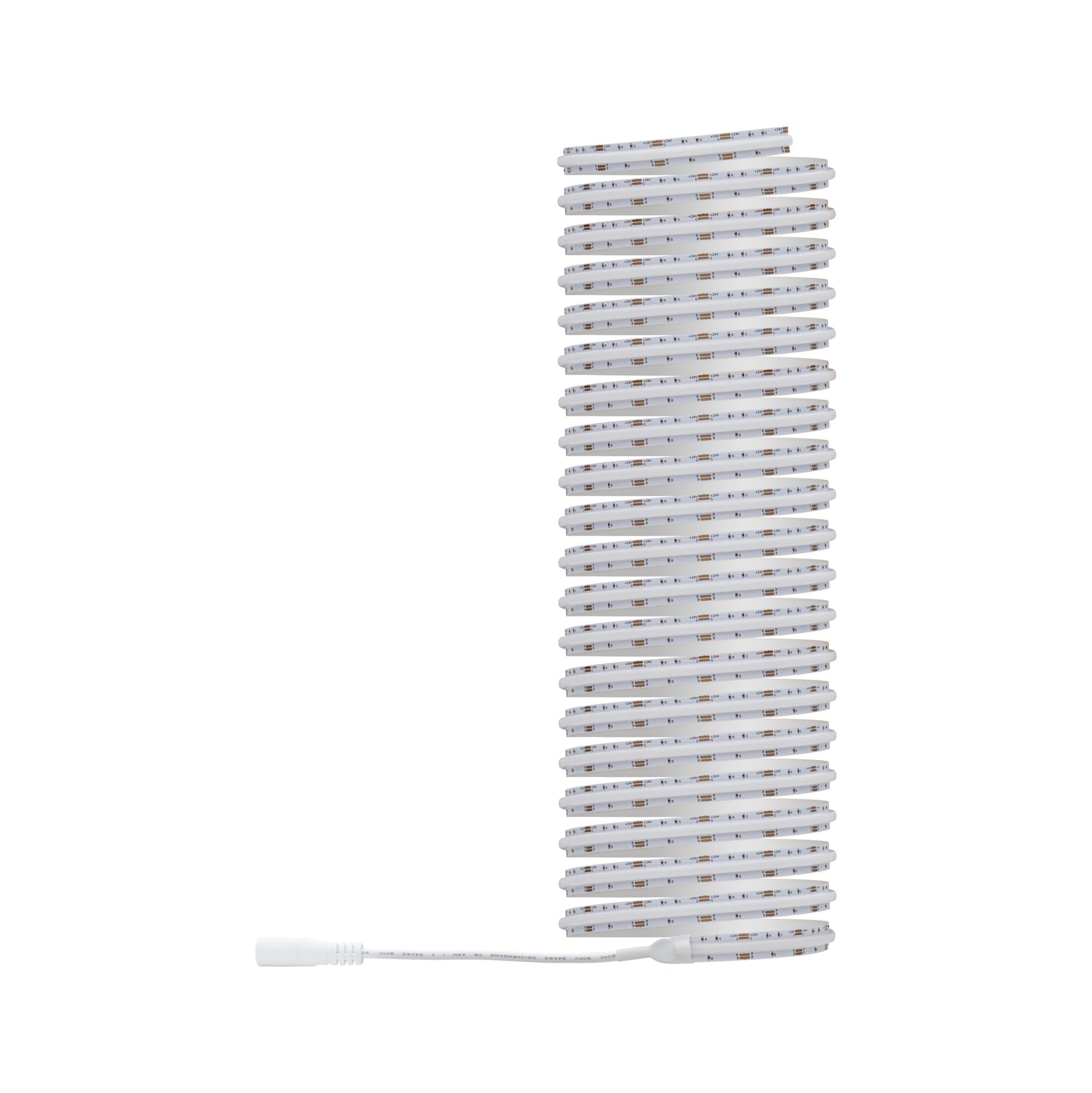 White LED strip light with connector cable, flexible indoor lighting strip for decoration and ambiance