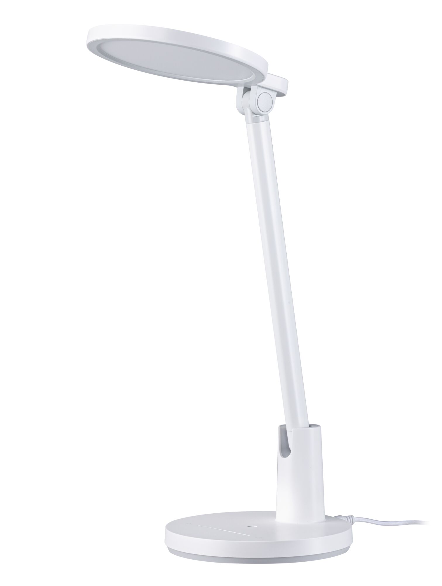 Witte LED-bureaulamp van kunststof met ronde lichtkop en touchbediening