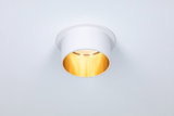 Round white metal recessed spotlight with warm white light for modern indoor lighting