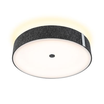 Round ceiling light with grey felt edge and warm white LED for modern home lighting