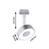 Runder LED-Spot in Silber mit 98 mm Durchmesser und 147 mm Höhe für moderne Innenbeleuchtung