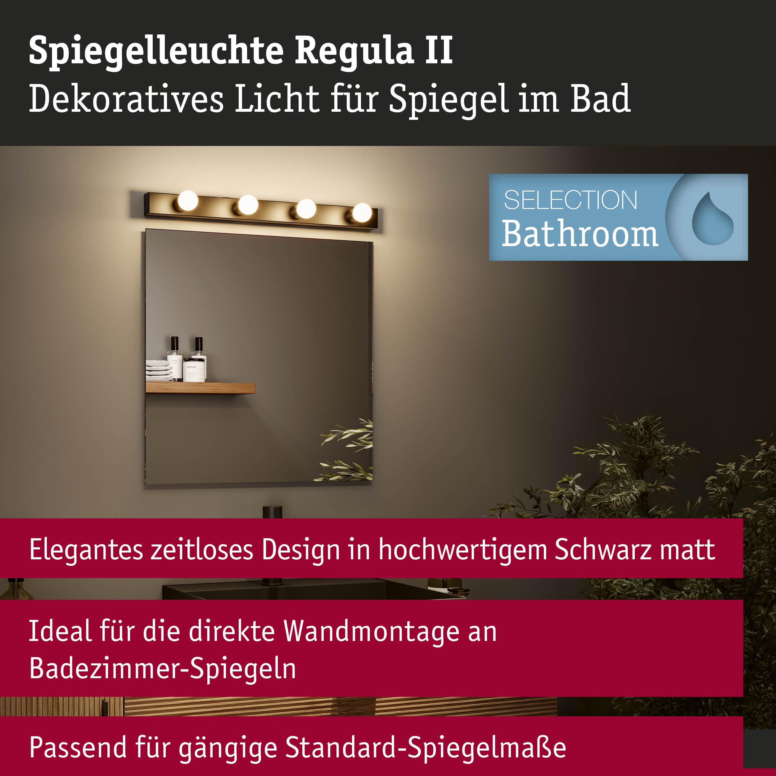 Set Spiegelleuchte Regula II inkl. Leuchtmittel 4-flammig IP44 E14 2700K 4x470lm 230V 4x4,5W dimmbar Schwarz/Opal