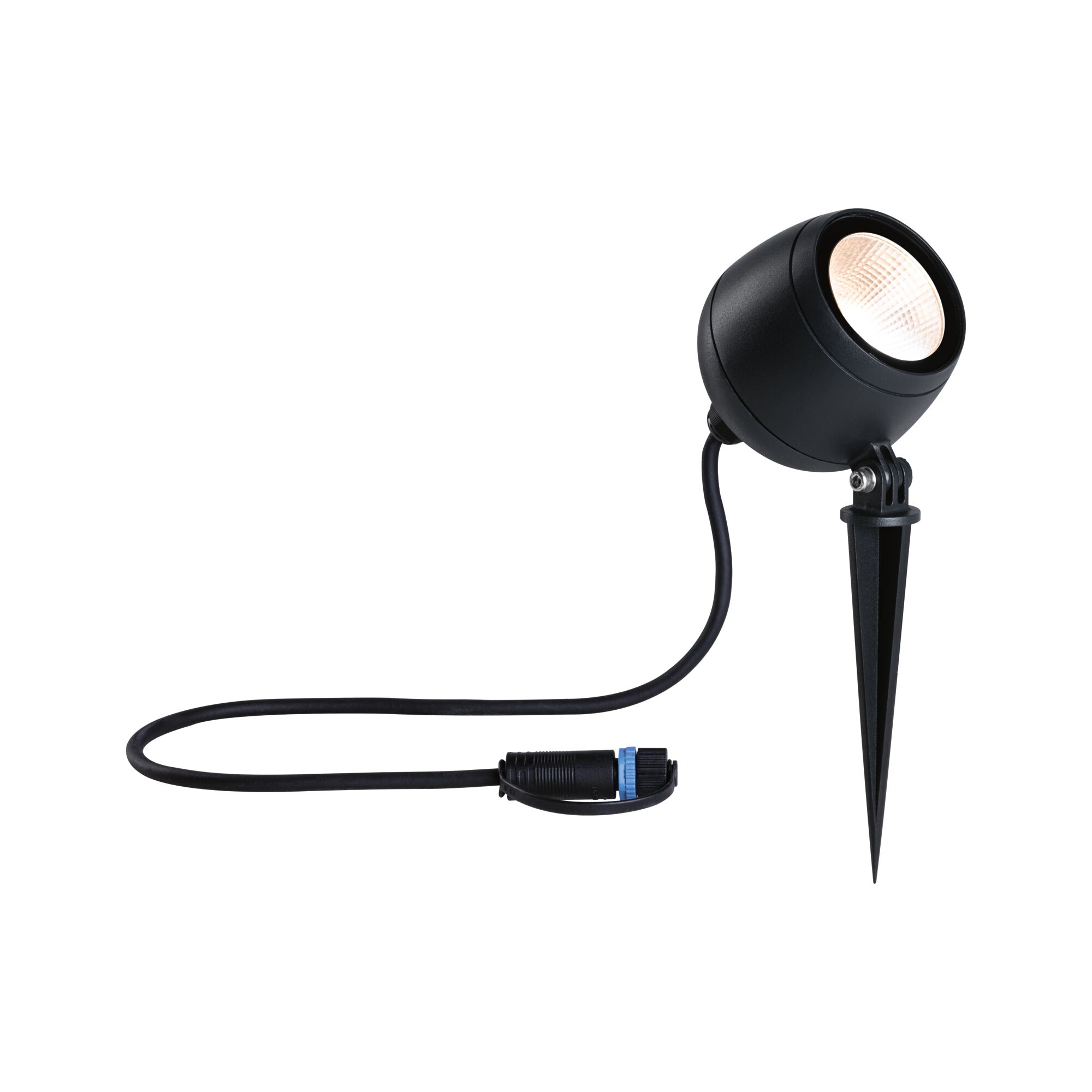 Plug & Shine LED Gartenstrahler Kikolo IP65 3000K 7,2W Anthrazit Schwarzer LED-Gartenstrahler mit Erdspieß und Kabelanschluss für Außenbeleuchtung und Akzentbeleuchtung