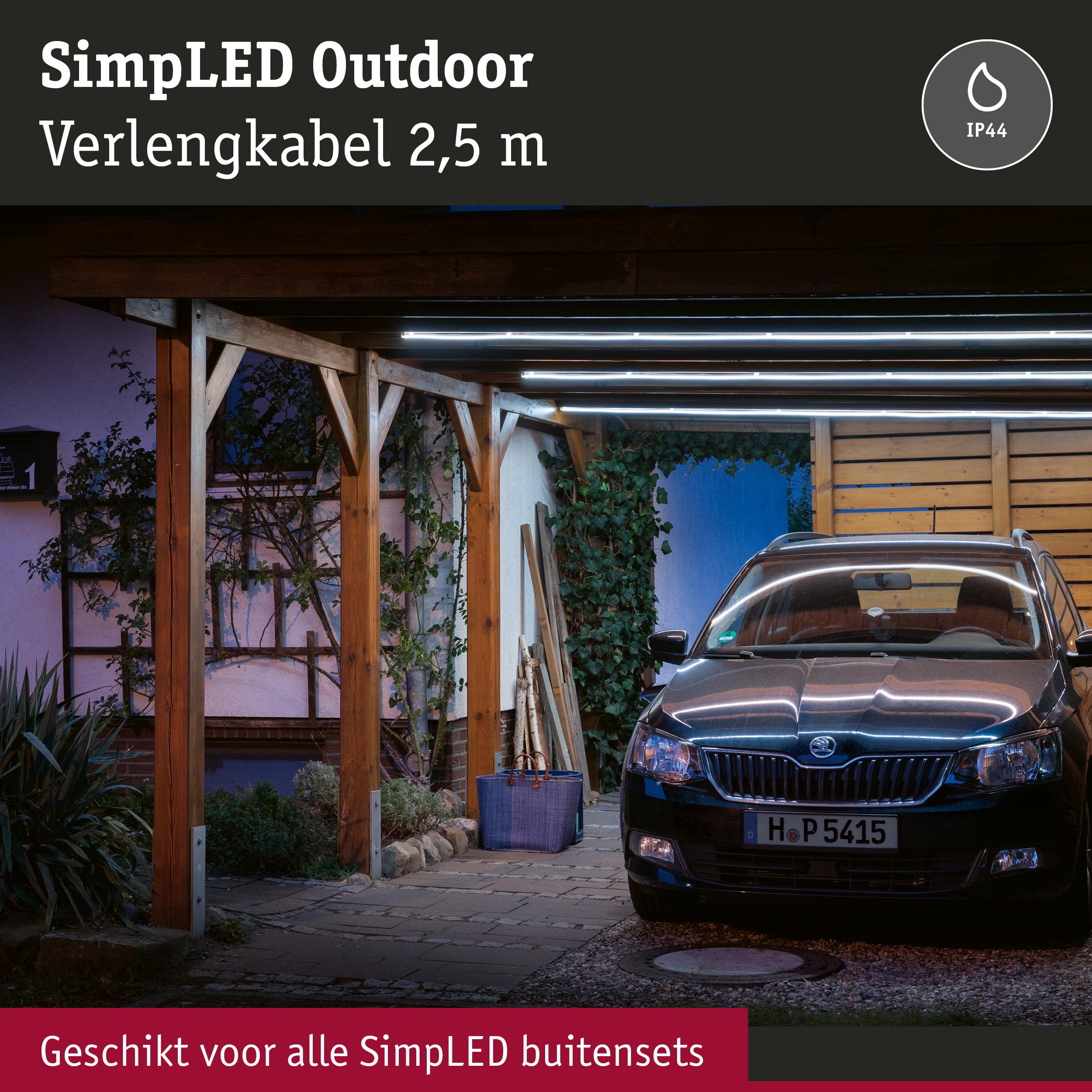 SimpLED Outdoor verlengkabel 2,5 m voor LED buitenverlichting met IP44 waterdichtheid