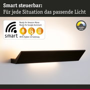 Schwarze smarte LED-Wandleuchte mit einstellbarem Weißlicht und Sprachsteuerung kompatibel mit Alexa und Google