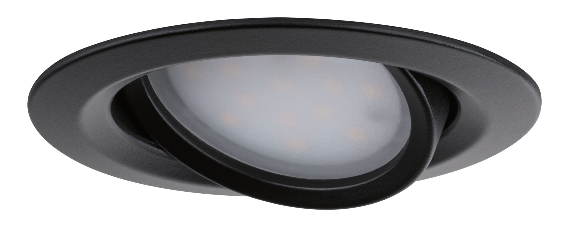 Sort LED-indbygningsspot i metal med justerbart hoved til alsidig rumbelysning