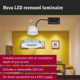 Nova white LED recessed luminaire with black power module for efficient energy-saving lighting
