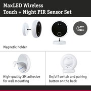 MaxLED Wireless Touch and Night PIR Sensor Set with magnetic holder and high-quality 3M adhesive for wall mounting