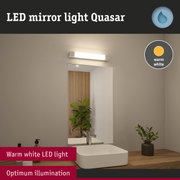Quasar LED mirror light in warm white for optimum bathroom illumination with sleek design