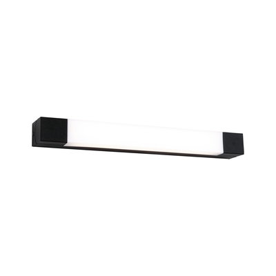Black LED wall light with white plastic diffuser for modern indoor lighting solutions