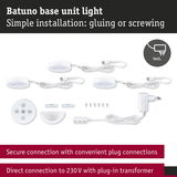White Batuno base unit light set with remote and plug-in transformer for easy installation