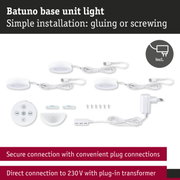 White Batuno base unit light with remote and plug connection for easy LED lighting installation