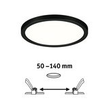 Black round LED ceiling light with white diffuser and installation size 50-140 mm for living spaces