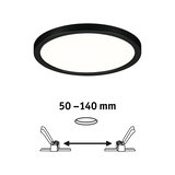 Plafonnier LED rond noir avec diffuseur blanc et taille d'installation 50-140 mm pour pièces à vivre