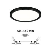 Black round LED ceiling light with white diffuser and installation size 50-140 mm for living spaces