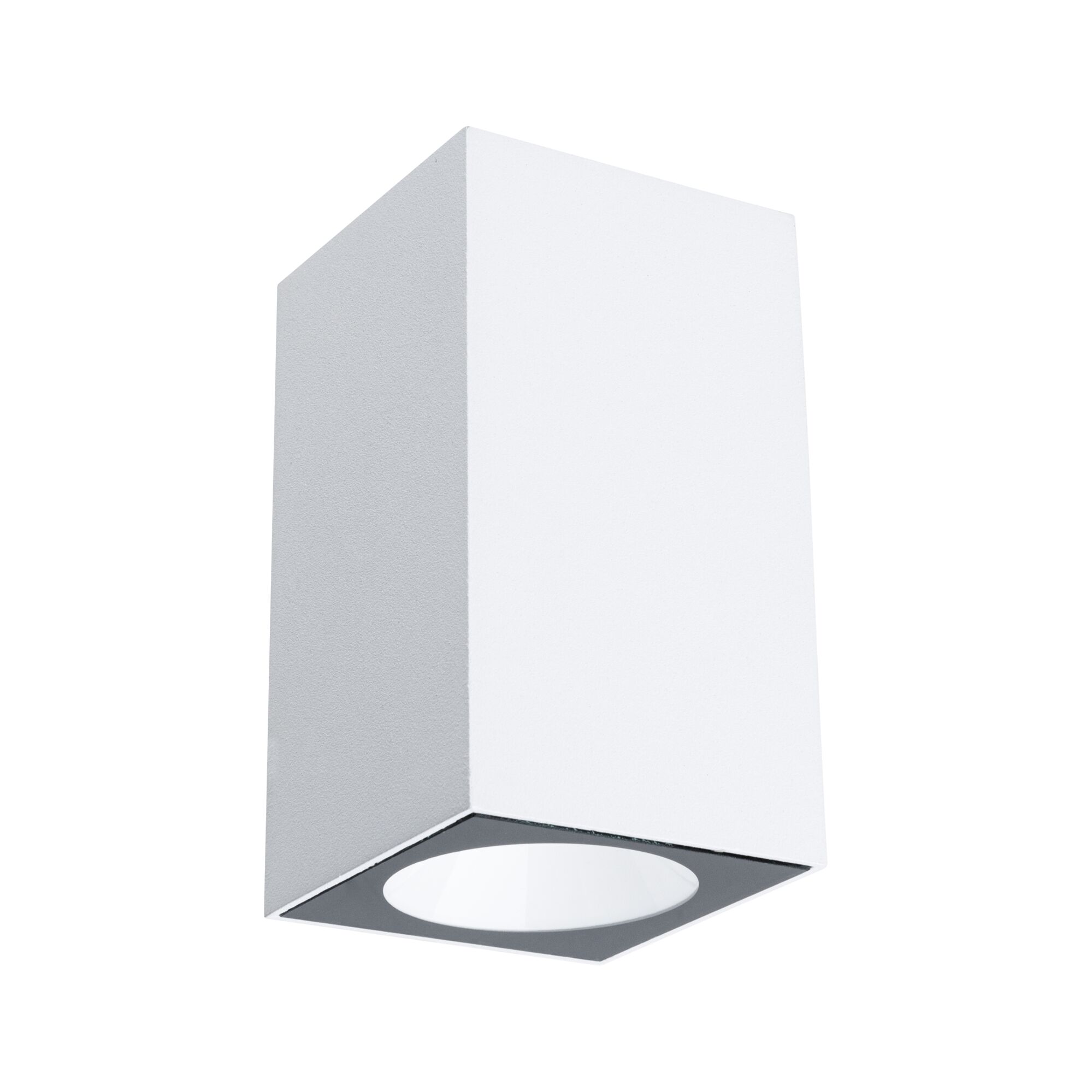 Modern white aluminum ceiling spotlight with square design for indoor lighting.