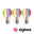 Żarnik 230V Smart Home Zigbee 3.0 Żarówka LED E27 3x470lm 3x6,3W RGBW+ ściemnialny Złoty Three colorful LED filament bulbs with E27 base, compatible with Zigbee smart home lighting systems.