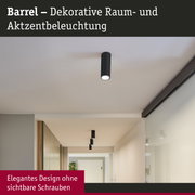 Schwarze zylindrische Deckenleuchte aus Metall für dekorative Raum- und Akzentbeleuchtung im Flur