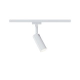 Modern white metal LED spotlight on track system for flexible room lighting