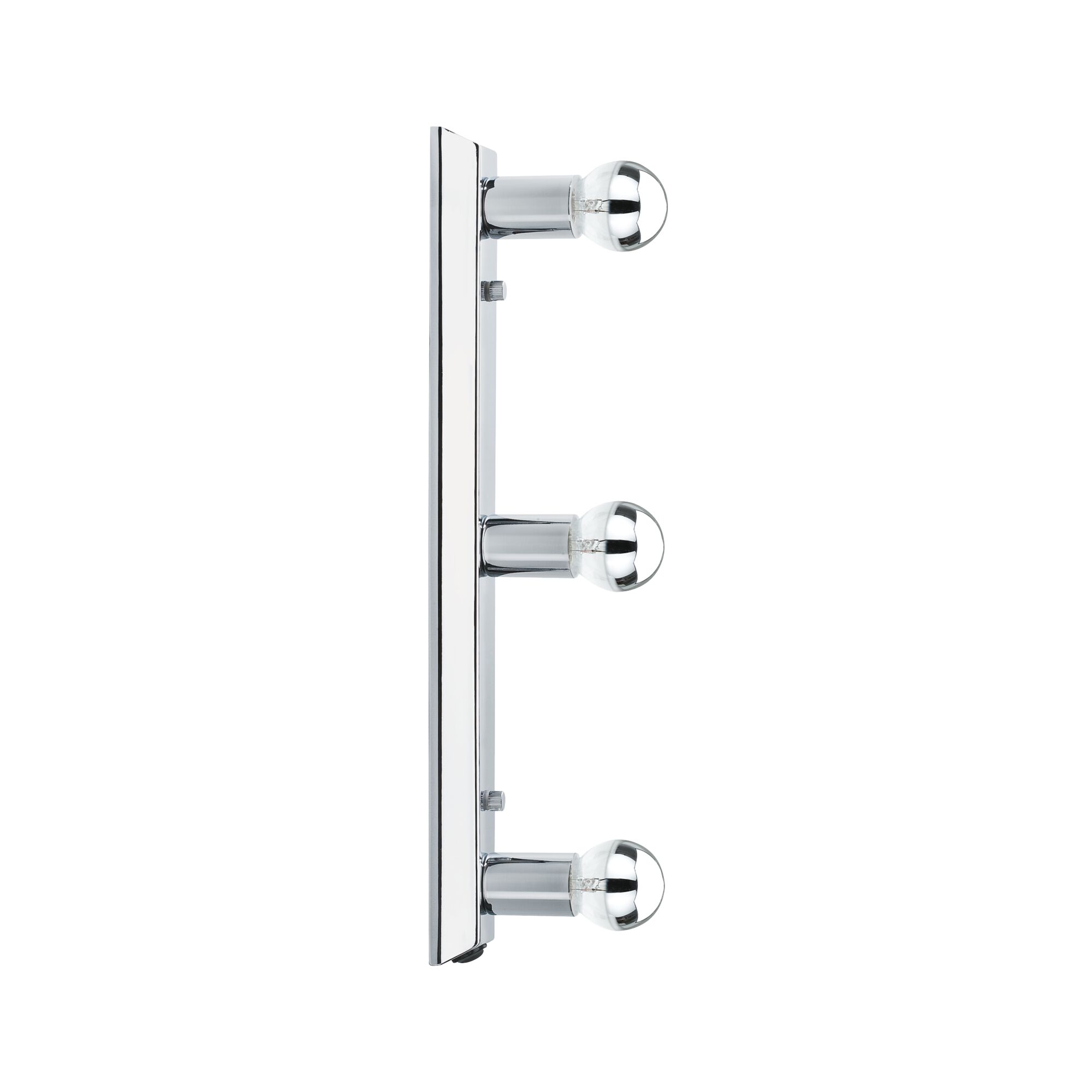 Moderne wandlamp van chroom metaal met drie heldere lampen voor stijlvolle verlichting