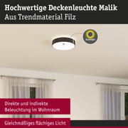 Deckenleuchte Malik aus Filz in Dunkelgrau mit direkter und indirekter Beleuchtung für Wohnräume