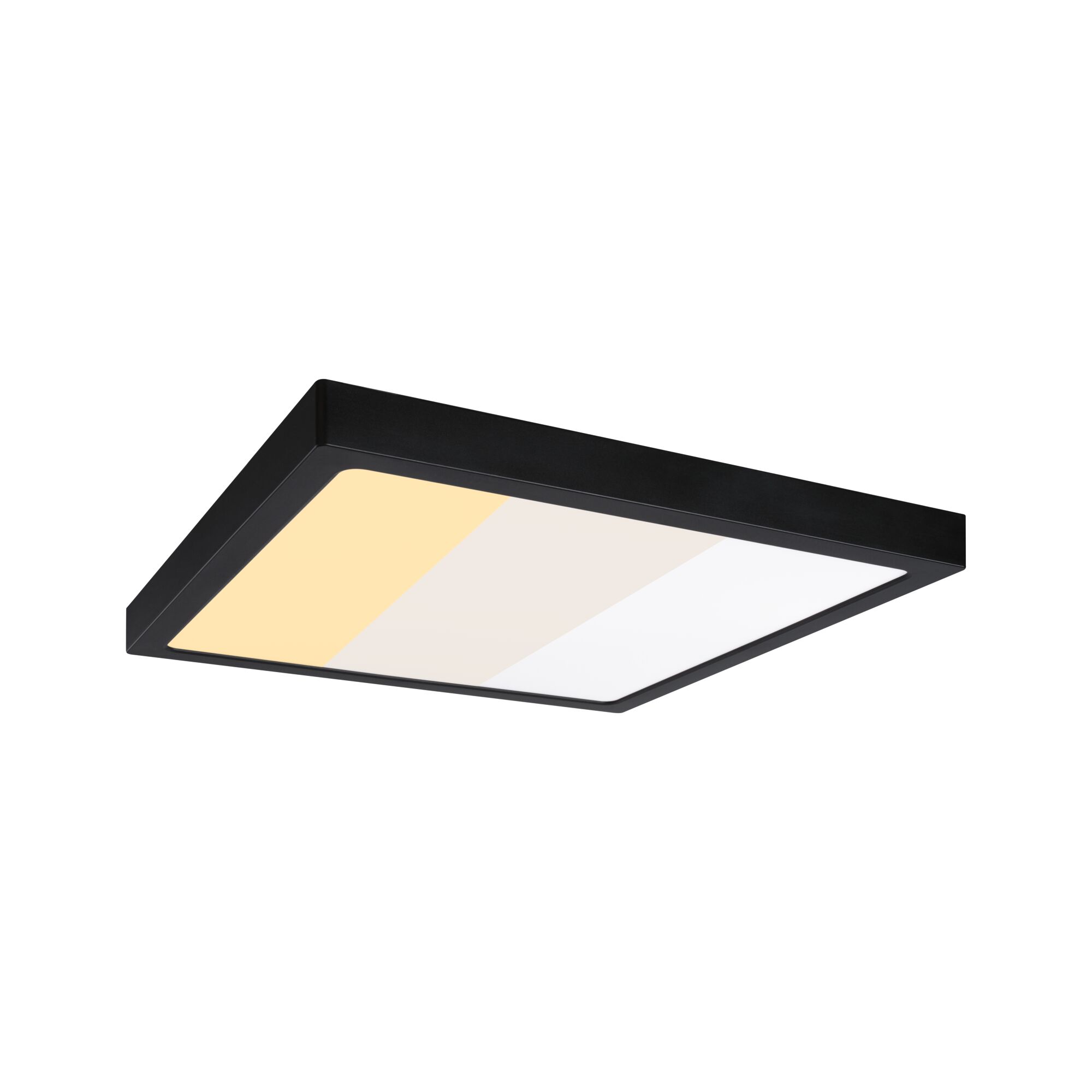 Schwarze LED-Deckenleuchte mit dimmbarer Farbtemperatur von warmweiß bis kaltweiß für Wohnräume