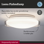Luena plafondlamp met helder bajonetglas en IP44 bescherming, geschikt voor badkamerverlichting