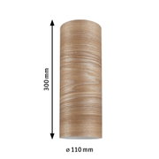 Luminaire cylindrique en bois clair marron de 300 mm de long et 110 mm de diamètre