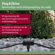 Zwart buitenverbindingskabel met IP68 bescherming op stenen voor groene struik voor tuinverlichting